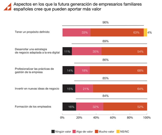 Aspectos en los que la futura generación de empresarios familiares españoles cree que pueden aportar más valor